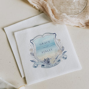 Elegant Beach Wedding Crest Coastal Chic Napkin