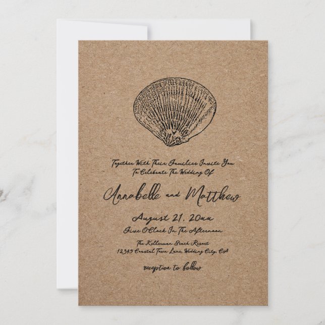Elegant Beach Wedding Invitation (Front)