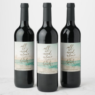 Elegant Beach Wedding Love & the Beach Wine Label