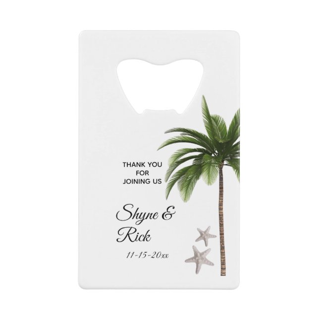 Elegant Beach Wedding Palm Tree Thank You Favour (Front)