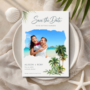 Elegant Beach Wedding Photo Save the Date