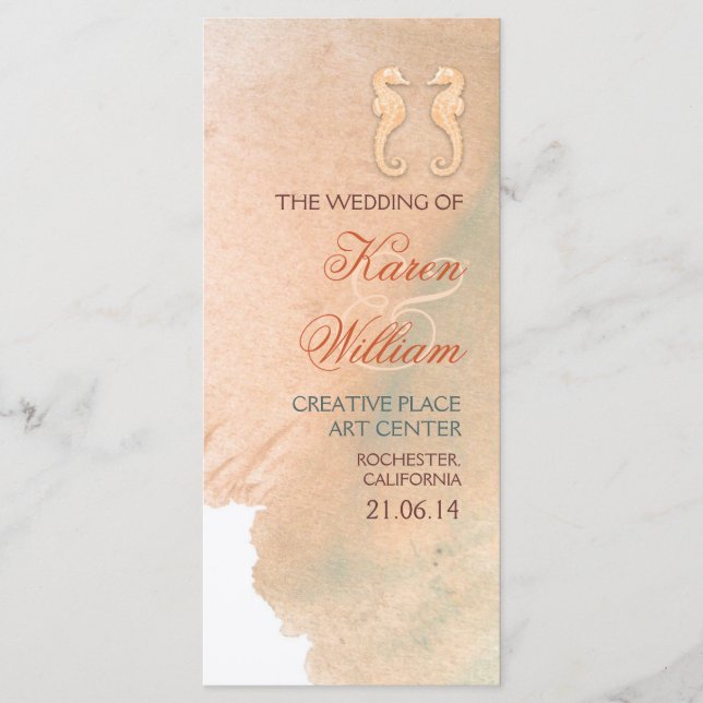 Elegant beach wedding programs programme (Front)