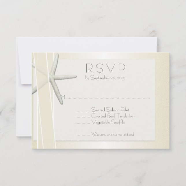 Elegant Beach Wedding RSVP Bayside Starfish Card (Front)