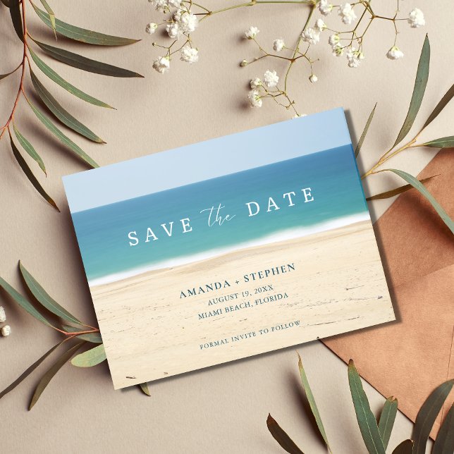 Elegant Beach Wedding Save The Date Announcement Postcard (Creator Uploaded)