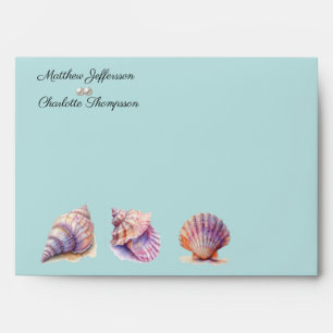 Elegant Beach Wedding  Seashells Pearls Nautical  Envelope