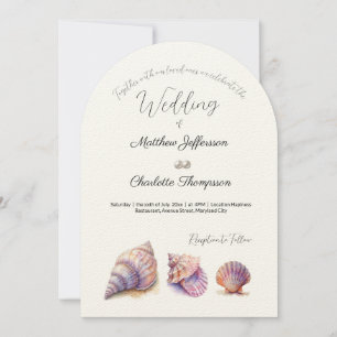 Elegant Beach Wedding  Seashells Pearls Nautical  Invitation