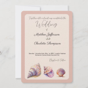 Elegant Beach Wedding Seashells Pearls Nautical Invitation