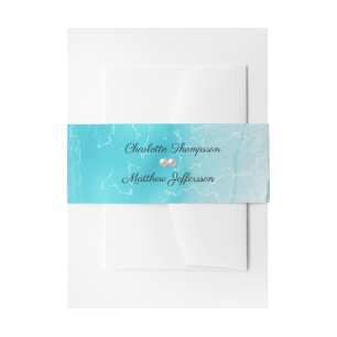Elegant Beach Wedding  Seashells Pearls Nautical  Invitation Belly Band