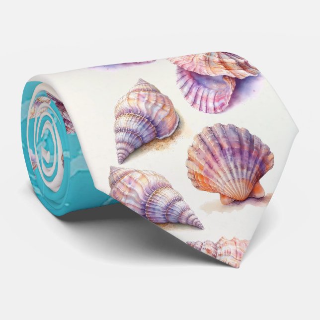 Elegant Beach Wedding  Seashells Pearls Nautical  Tie (Rolled)
