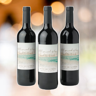 Elegant Beach Wedding Wine Label
