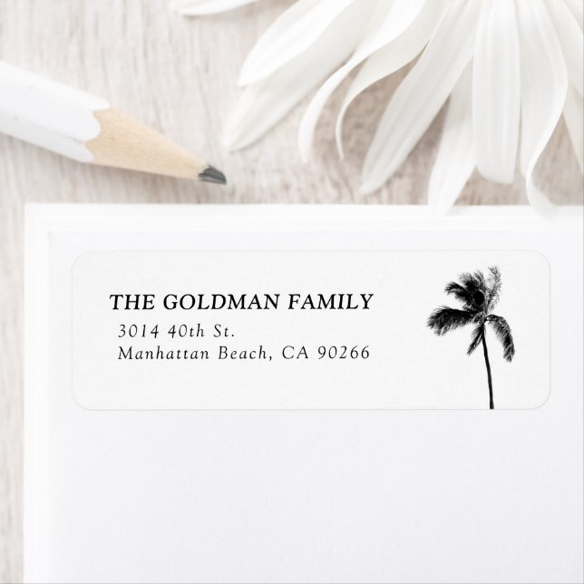 Elegant Beachy Black & White Return Address Labels (Insitu)