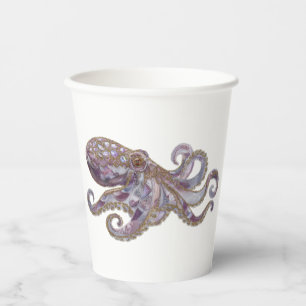 Elegant Beaded Octopus Art Illustration Paper Cups