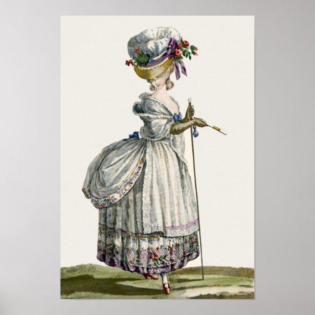 Elegant & Beautiful Antique French Fashion Drawing Poster (Front)