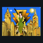 Elegant Beautiful Art Deco inspired Poster<br><div class="desc">Very unusual,  elegant beautiful Deco inspired poster originally painted by Emma Childs.</div>