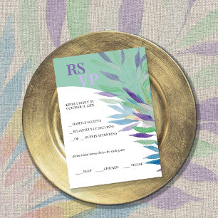 Elegant Beautiful Blue Boho Floral Watercolor RSVP Card