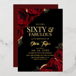 Elegant Beautiful Burgundy Gold Rose 60th Birthday