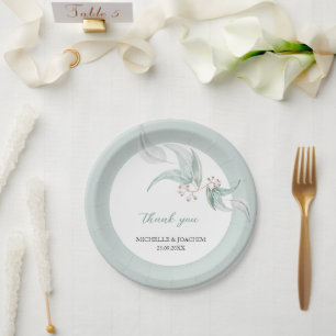 Elegant Beautiful Eucalyptus Watercolor Art Paper Plate