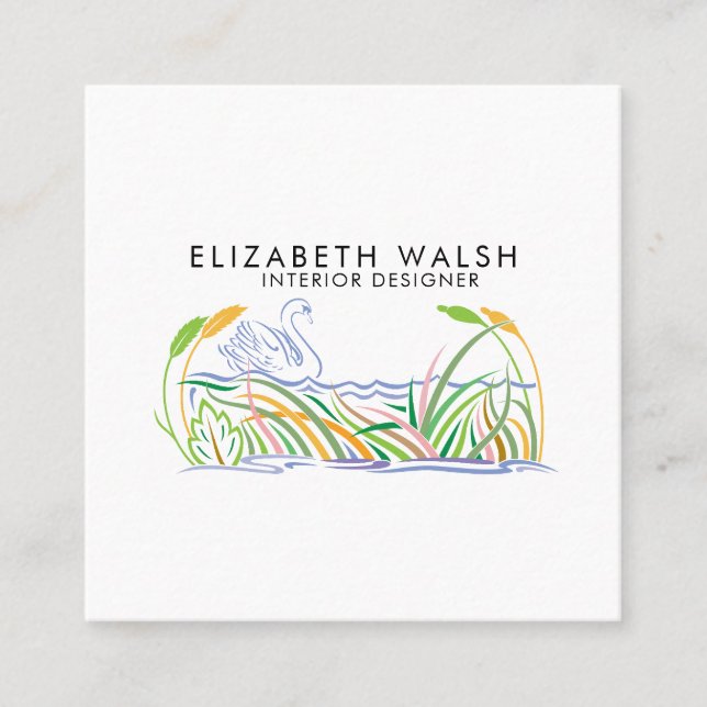 Elegant Beautiful Modern Minimalist Square Business Card (Front)