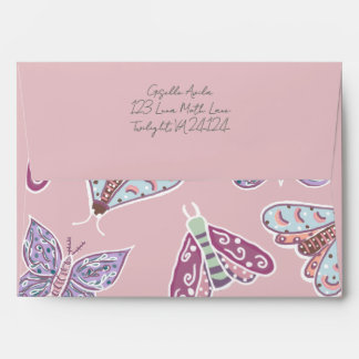 Elegant Beautiful pastel handpainted Twilight Moth Envelope