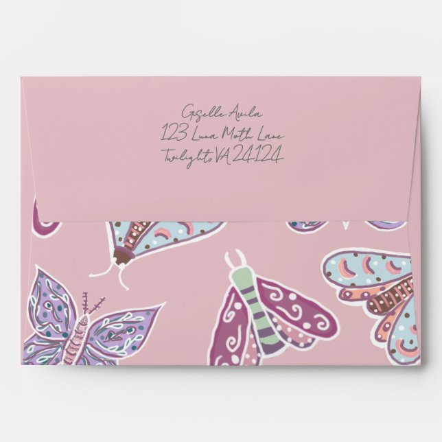 Elegant Beautiful pastel handpainted Twilight Moth Envelope (Back (Top Flap))