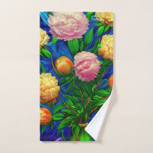 Elegant Beautiful Peony Collection Bath Towel Set