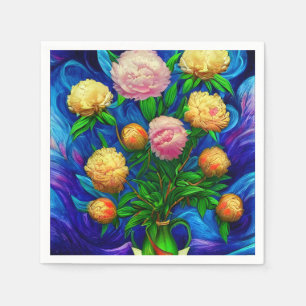 Elegant Beautiful Peony Collection Napkin