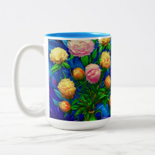 Elegant Beautiful Peony Collection Two-Tone Coffee Mug