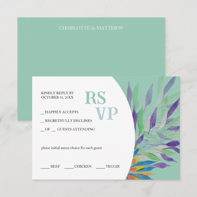 Elegant Beautiful Purple Floral Watercolor RSVP Card (Front/Back)