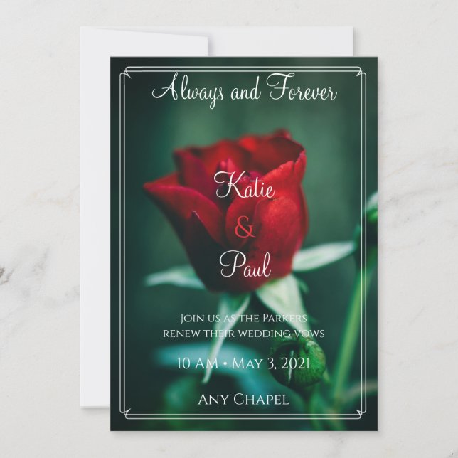 Elegant Beautiful Rose Wedding Invitation (Front)