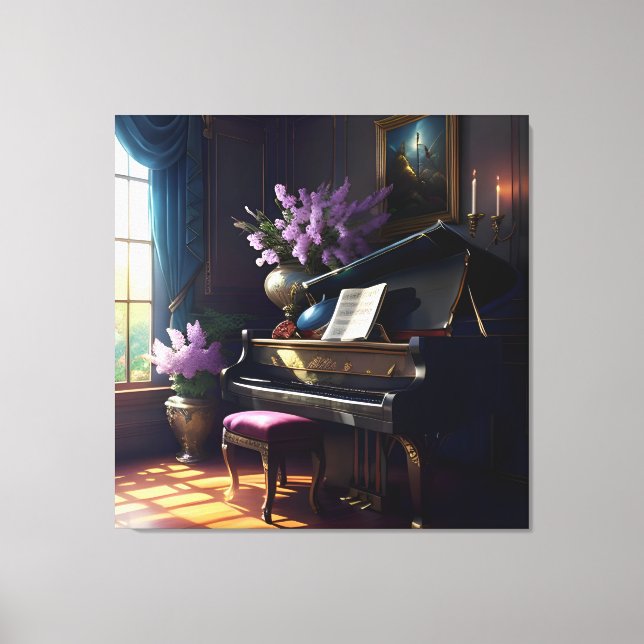 Elegant Beautiful Splendour Piano Room 6 Canvas Print (Front)