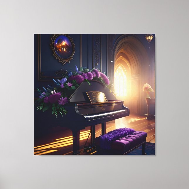 Elegant Beautiful Splendour Piano Room Canvas Print (Front)