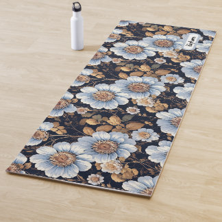 Elegant Beautiful White Flowers Yoga Mat