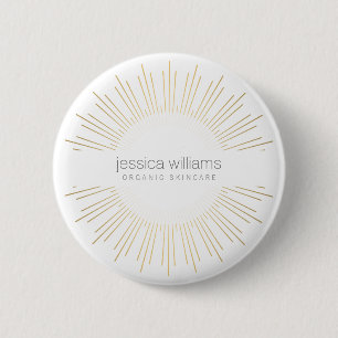 Elegant Beauty Gold Sunburst 6 Cm Round Badge