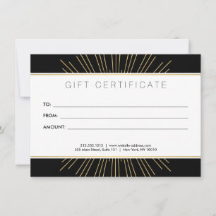 Elegant Beauty Gold Sunburst Black Gift Card