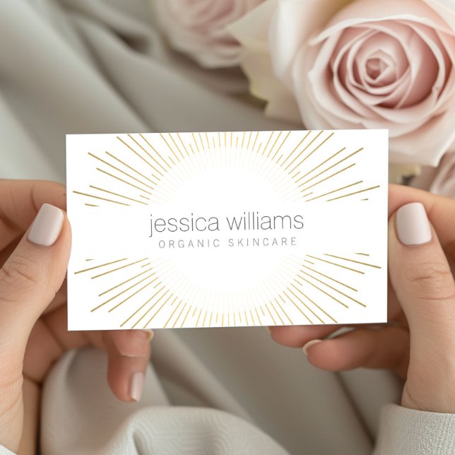 Elegant Beauty Gold Sunburst Cosmetologist, Salon Business Card (Creator Uploaded)