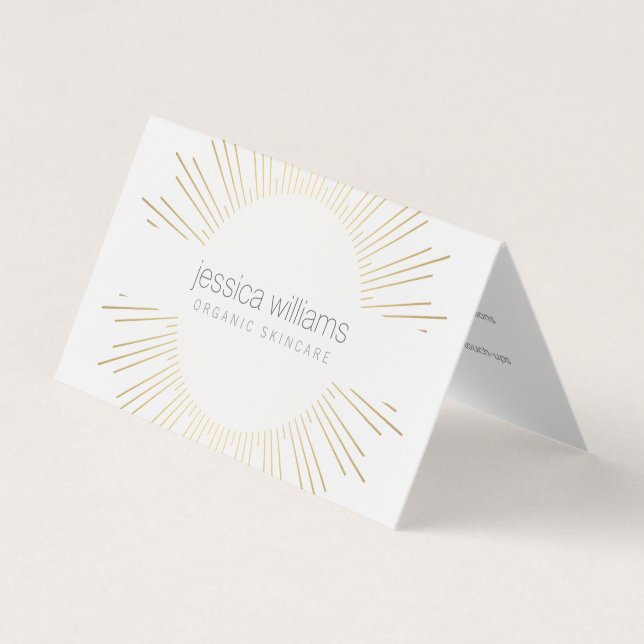 Elegant Beauty Gold Sunburst Lash Aftercare Business Card (Front)