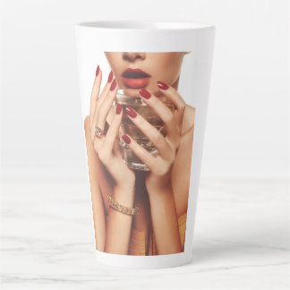 Elegant Beauty:High-Fashion Illustration Latte Cup