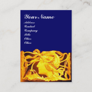 ELEGANT BEAUTY/LADY,BLUE GOLD YELLOW BOW.FLOWERS BUSINESS CARD