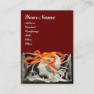 ELEGANT BEAUTY / LADY WITH RED BOW AND FLOWERS BUSINESS CARD