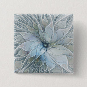Elegant Beauty Modern Abstract Fractal Art Flower 15 Cm Square Badge