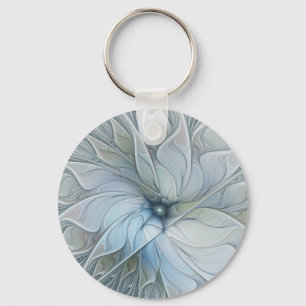 Elegant Beauty Modern Abstract Fractal Art Flower Key Ring