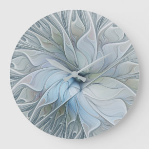 Elegant Beauty Modern Abstract Fractal Art Flower Large Clock