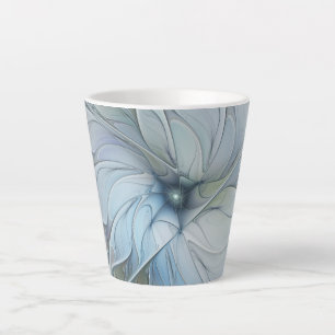 Elegant Beauty Modern Abstract Fractal Art Flower Latte Mug