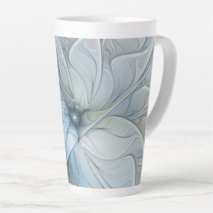 Elegant Beauty Modern Abstract Fractal Art Flower Latte Mug