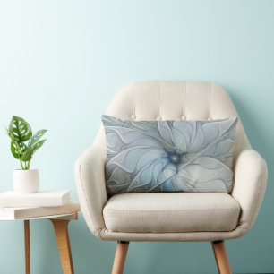 Elegant Beauty Modern Abstract Fractal Art Flower Lumbar Cushion