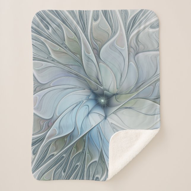 Elegant Beauty Modern Abstract Fractal Art Flower Sherpa Blanket (Front)