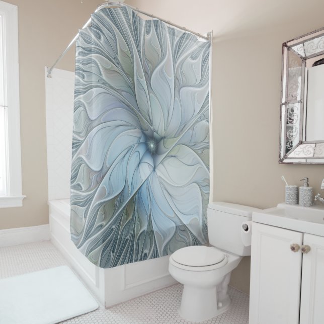 Elegant Beauty Modern Abstract Fractal Art Flower Shower Curtain (In Situ)