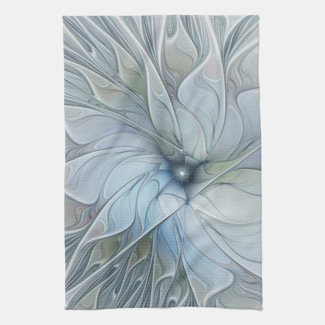 Elegant Beauty Modern Abstract Fractal Art Flower Tea Towel (Vertical)