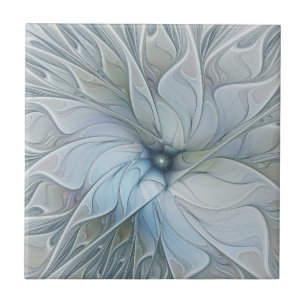 Elegant Beauty Modern Abstract Fractal Art Flower Tile