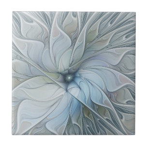 Elegant Beauty Modern Abstract Fractal Art Flower Tile